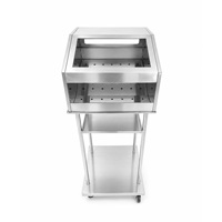 Chariot de petit-déjeuner fonctionnel en acier inoxydable avec boîte à pain et rangement pour couverts, chariot de service mobile pour hôtel, buffet, avec roues, origine Chine