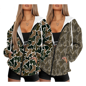Précommande – Nouvelle veste polaire unie pour femme, en polyester/coton, à capuche, zippée, coupe ample, avec poches, séchage rapide, design personnalisé - Product Image 1