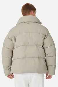Men's <b>Winter</b> Puffer Jacket Solid Color Stand Collar Zipper Closure <b>Thick</b> Polyester Wadding Casual Outdoor <b>Coat</b> Windproof Loose - Product Image 3