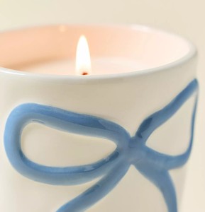 Striped Love Motif Ceramic <b>Candle</b> Vessel Thick Wall Heat Resistant Smooth Gloss Finish Luxury Reusable Home Decor - Product Image 5