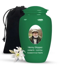 Urna Funeraria Negra con Grabado de Foto para Cenizas Humanas Adultas, Diseño Personalizable, Siempre en Nuestros Corazones, Urna Grande Clásica para Adultos - Product Image 3
