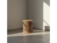Ensemble de tables basses modernes sculptées Den, 2 pièces, design Jali artisanal, en bois de manguier, tables d'appoint