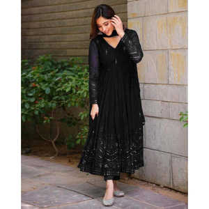 CONJUNTO TRAJE BORDADO GEORGETTE NEGRA 2017 - Product Image 2