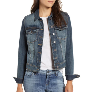 Women <b>Cropped</b> <b>Denim</b> <b>Jacket</b> Casual Button Front Long Sleeve Slim Fit Fashion Jean Outerwear Streetwear Coat - Product Image 4