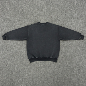 High Quality Winter Streetwear Solid Acid Wash Applique Embroidered Fleece Oversized <b>Pocket</b> Pullover Sweatshirt Mens Custom - Product Image 6