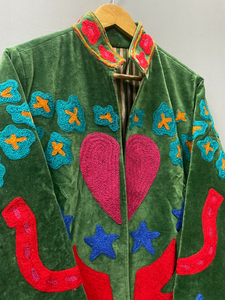 Chaqueta Bomber de Terciopelo 100% Algodón con Bordado Floral Bohemio, Tejida, Resistente al Viento, Transpirable, Cuello Alto Suzani, Largo Medio, Suave - Product Image 6