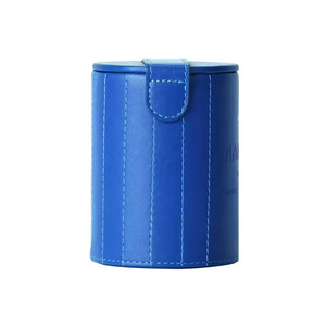 Gobelet à dés en cuir bleu, design rond gaufré, étui de rangement durable pour adultes, style luxueux - Product Image 1