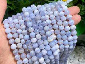 Perles rondes lisses en agate bleue naturelle AA, 3 mm, 4 mm, 6 mm, 8 mm, 10 mm, 12 mm, pierres précieuses en vrac pour la fabrication de bijoux - Product Image 4
