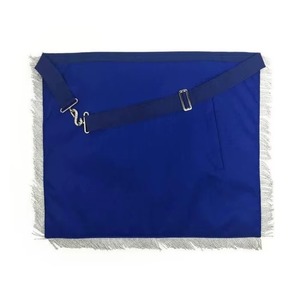 Delantal de francmasón azul con ribetes y flecos plateados, bordado a mano, emblema MAP-0089 - Product Image 6