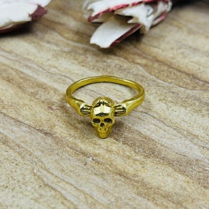 Nouvelle Arrivée Bague Crâne Gothique pour Homme, Bague Punk en Laiton Plaqué Or 18K, Bague Statement Style Rock pour Motard, Vente en Gros/OEM/ODM - Product Image 1