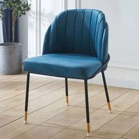 Chaise de salle à manger moderne de luxe bleue pour salon avec pieds en métal noir
