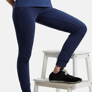Navy Blue Heather Cotton Fleece <b>Cuffed</b> Women's <b>Jogger</b> Trousers Wholesale Europe Daily Warm Gym Fit Soft - Product Image 4