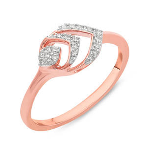 Bague en or rose à motif chevron superposé et diamants - Product Image 1