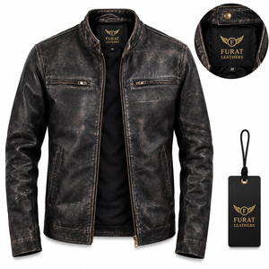 Blouson de motard en polyester marron rustique personnalisé OEM avec fermeture éclair, coupe-vent, respirant et antibactérien pour l'hiver - Product Image 1