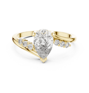 IGI Certified Pear & Round Cut Lab Grown Diamond <b>Ring</b> Bridal Jewelry Engagement Wedding Band for Women New Grown Diamond - Product Image 1