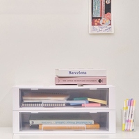 Grand Organisateur de Rangement Modulaire Empilable pour Bureau avec Tiroirs Systématiques, Meuble de Rangement en Plastique Transparent pour Documents A4