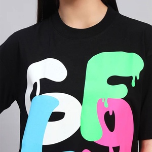 2026 New Arrival Black Matching <b>Set</b> for Women Casual Regular Fit Soft Cotton Breathable Summer Colorful Letter Print Tee Short - Product Image 5