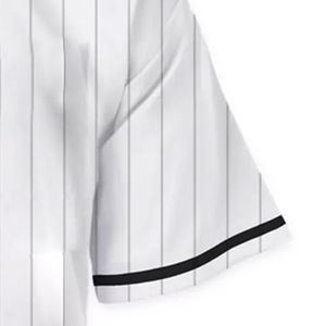 Men’s Baseball Jersey Pinstripe White Black Trim Button <b>Down</b> Breathable Quick Dry Sports Uniform Custom Team Wear Shirt - Product Image 3