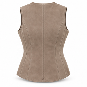 Chalecos de Mujer en Gamuza, Nobuk y Cuero Especializado |   Gris, Negro, Borgoña, Marrón, Camel |   Fabricante OEM ODM |   Calidad Premium | - Product Image 2