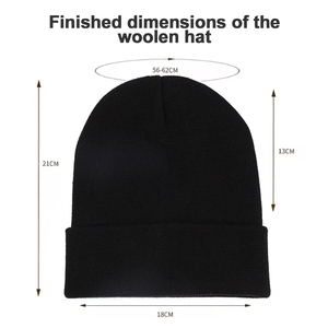 Bonnet en tricot noir unisexe avec revers plié et motif lettres – Casquette décontractée pour l'hiver - Product Image 2
