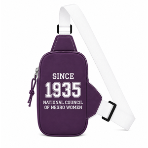 Riñonera Personalizada del Consejo NCNW con Logotipo Bordado en la Parte Delantera, Cierre de Cremallera Morado y Blanco, Uso Diario Informal para Mujer - Product Image 3