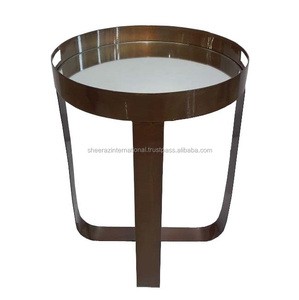 Modern <b>Round</b> Coffee <b>Table</b> Black Shiny Metal Decor for Home School Living Room Bedroom Villa Hotel or <b>Bar</b> Area - Product Image 6