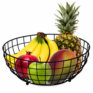 Canasta de Frutas de Metal Negra Moderna al por Mayor con Asas, Organizador de Almacenamiento de Verduras de Gran Capacidad para Encimera de Cocina - Product Image 6