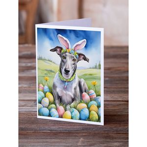 Whimsical Greyhound Easter Egg Hunt A7 Tarjetas de felicitación Paquete de 8 tarjetas de notas en blanco con sobres Tamaño 5x7 - Product Image 2