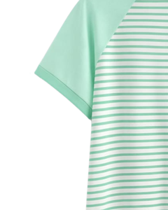 T-shirt Raglan Homme Personnalisé Vert Menthe Rayé Blanc Coton Décontracté Été Manches Contrastantes Col Rond Fabricant OEM - Product Image 6