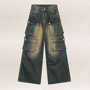 Jeans amples pour hommes, jeans surdimensionnés pour hommes, jeans hip hop, pantalons streetwear, pantalons amples, pantalons de haute qualité pour hommes, pantalons à 6 poches - Product Image 1