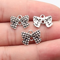 Conector de Lazo a Cuadros 16x12mm de Aleación de Zinc Plateado Antiguo para Fabricación de Joyería Lolita