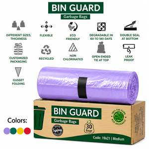 Sacs poubelles petits, couleur lavande, 5 gallons, HDPE LDPE, en rouleau, pour cuisine, salle de bain, bureau, poubelle - Product Image 5