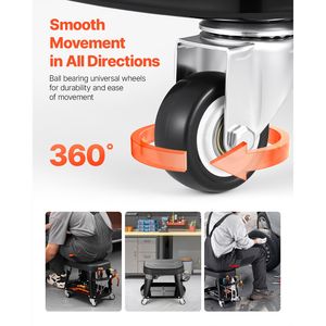 300 Lbs Capacity Mechanic <b>Stool</b> with Tool Tray 360 Degrees Swivel Rolling <b>Workshop</b> Seat for Garage Work Auto Repair Tool - Product Image 5