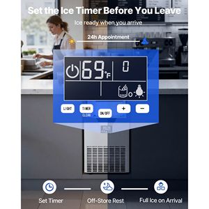 Attrezzatura di Refrigerazione per Cucine Commerciali, Macchina per il Ghiaccio in Acciaio Inox, Produzione 100 Libbre/24h, Capacità di Stoccaggio 26 Libbre - Product Image 5
