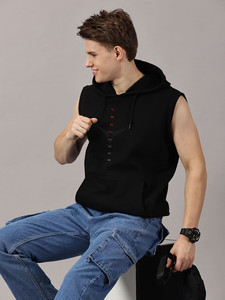 <b>Sleeveless</b> <b>Hoodie</b> Men's Polyester/Cotton Casual Style Pullover Hooded Vest With Kangaroo Pocket Comfortable Relaxed Fit Apparel - Product Image 4