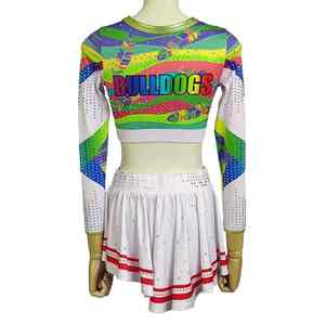 Conjunto de Ropa Brillante para Niñas, Traje de Baile, Ropa Escolar, Uniforme de Animadoras Juveniles con Pedrería - Product Image 4