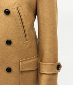 Abrigo de lana de camello para hombre, doble botonadura, largo hasta la rodilla, con solapa con muescas - Product Image 2
