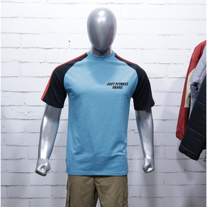 เสื้อยืดคอกลมพิมพ์ลายสำหรับผู้ชาย ผ้าฝ้าย 100% แขนเสื้อแบบแร็กแลน ระบายอากาศได้ดี แห้งเร็ว ทรงปกติ เหมาะสำหรับออกกำลังกายและสวมใส่ลำลอง - Product Image 1