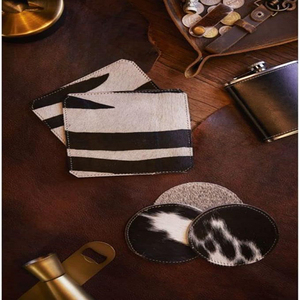 Handcrafted Real CowHide Leather Coaster Set Cowhide Coaster Set <b>Hair</b>-on Coasters Roan Unique Genuine Leather Cow Hides Coasters - Product Image 3