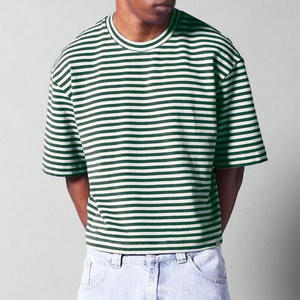 เสื้อยืดคุณภาพสูงสำหรับทุกเพศ เสื้อยืดลำลองพิมพ์ลายทาง คอกลม ทรงหลวม แขนสั้น ผ้าฝ้าย เสื้อยืดผู้ชาย - Product Image 1