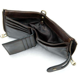 Cartera Vintage de Cuero Genuino con Cadena, Cierre de Botón, Unisex, Corta, para Uso Diario - Product Image 4