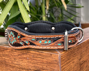 Nouvelles fournitures pour animaux de compagnie qualité robuste luxe en cuir repoussé concepteur collier de chien personnalisé en cuir de vachette réglable collier pour animaux de compagnie - Product Image 5