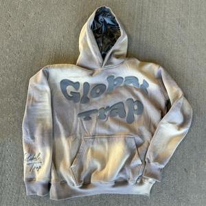 Sweat-shirt à capuche unisexe surdimensionné style streetwear marron rose imprimé avec poche avant pour l'automne - Product Image 6
