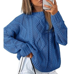 Pulls à col roulé noirs pour femmes, en maille côtelée thermique jacquard, à manches longues, design personnalisé, tricoté pour l'hiver - Product Image 6