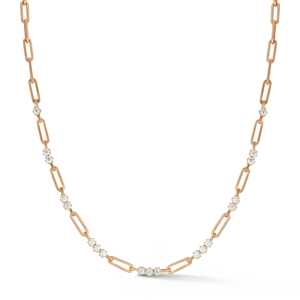 14k 18K <b>Solid</b> Gold Diamond Paperclip Chain <b>Necklace</b> Round Brilliant Cluster Station Link Geometric Layering Choker Luxury Fine - Product Image 5