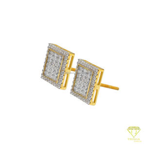Clous d'oreilles carrés en moissanite de qualité supérieure, en argent sterling 925 avec tige en or, bijoux élégants et minimalistes - Product Image 3