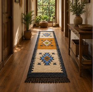 Southwestern Handwoven Wool Jute Runner <b>Rug</b> <b>Boho</b> Tribal Geometric Kilim Hallway Rustic Farmhouse Entryway Custom Carpet - Product Image 1