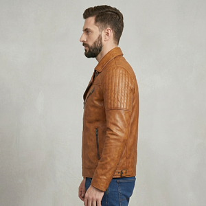 Custom <b>Mens</b> <b>Leather</b> <b>Jacket</b> Genuine <b>Leather</b> Outerwear Motorcycle Biker Style Durable Construction Soft Texture Comfortable Fit - Product Image 3