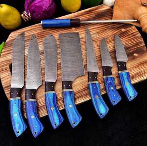 Juego de Cuchillos de Cocina de Acero de Damasco OEM ODM Premium, 7 Piezas, Cuchillos de Chef Profesionales Forjados a Mano, Afilados como una Navaja, Logotipo Personalizado, Ecológicos - Product Image 4