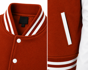 Veste universitaire rouge et blanche pour homme, style décontracté, boutonnée, coupe classique, vêtement d'hiver, toile, séchage rapide et coupe-vent - Product Image 5